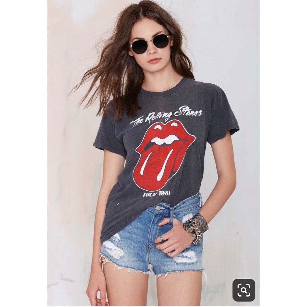 Rolling Stone Acid Wash Graphic Band Tee Top Rock